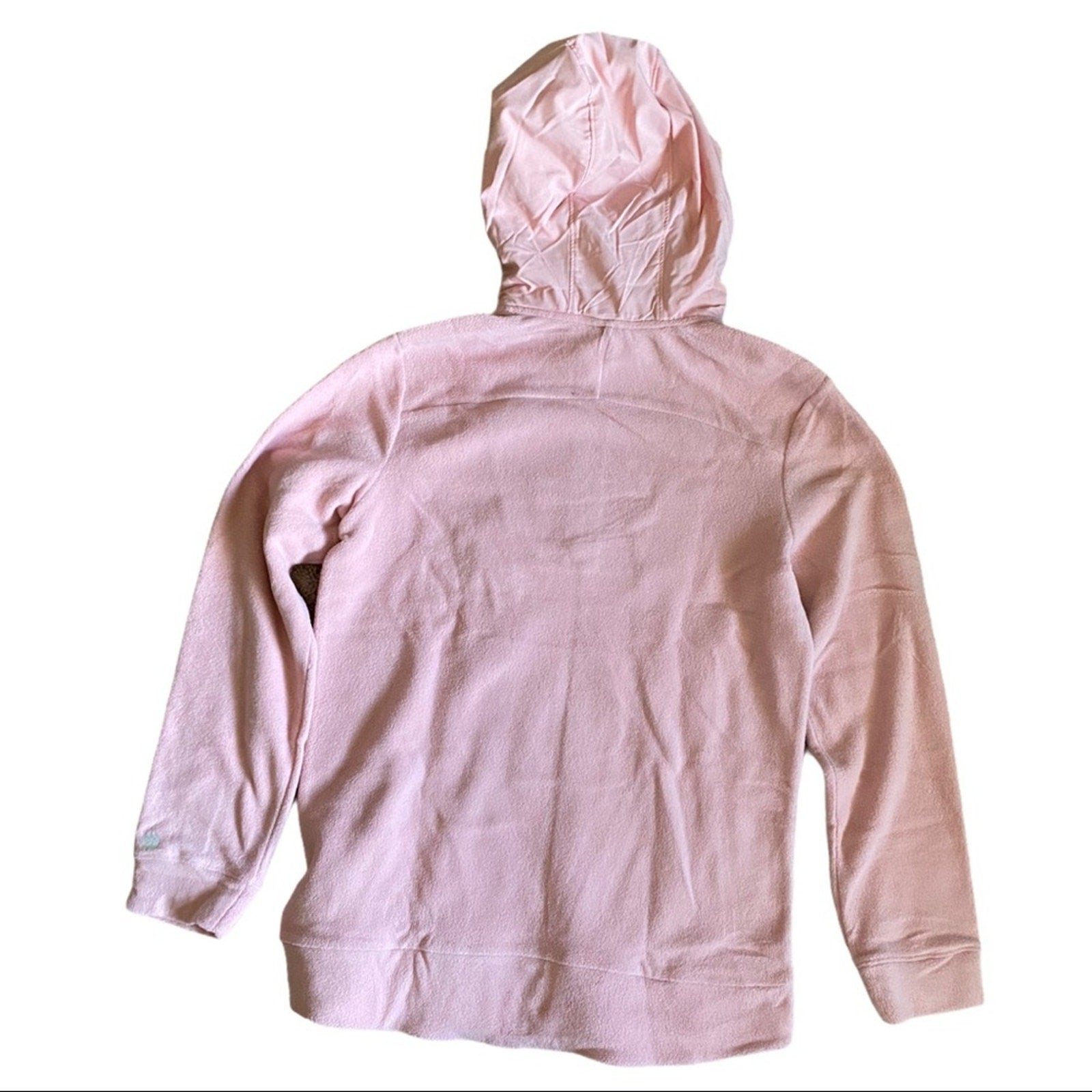 Back of Pink hoodie on a white background