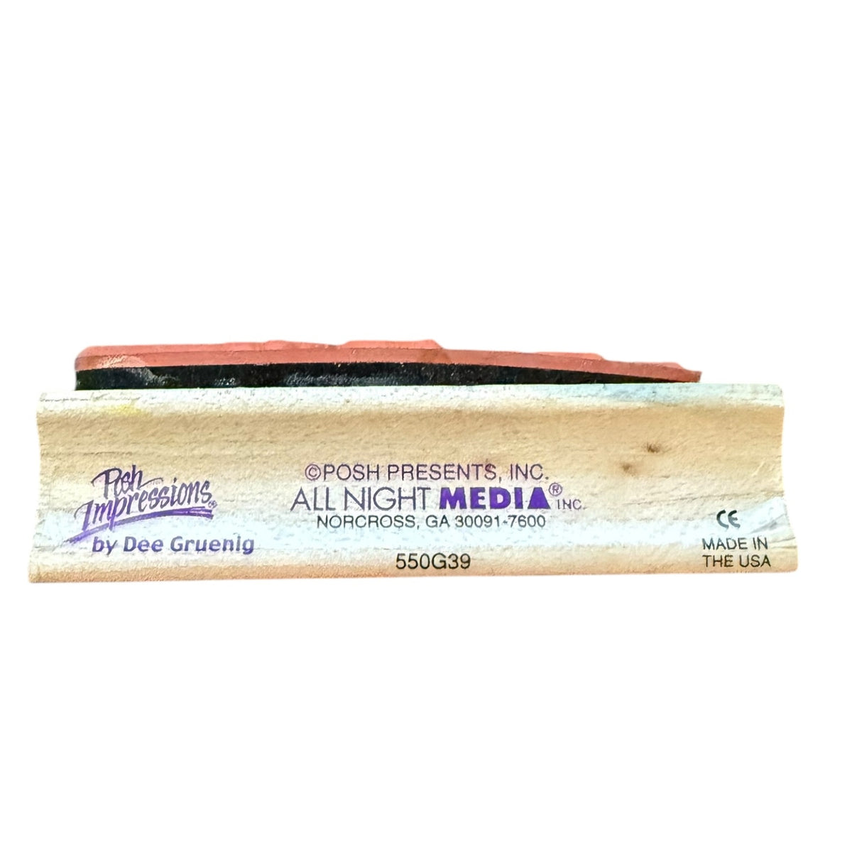 A Posh Impressions by Dee Gruenig All Night Media rubber stamp side block on a white background