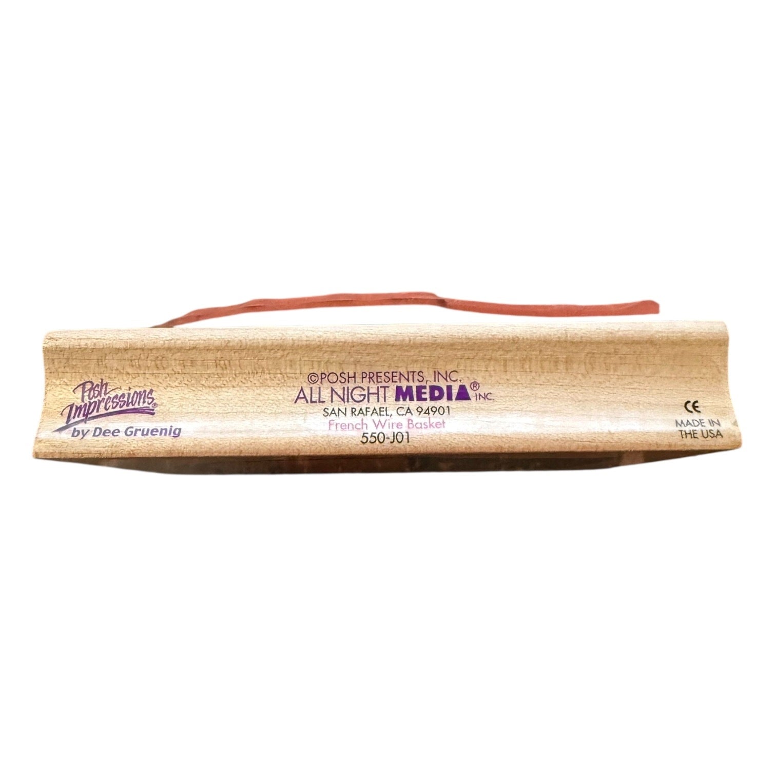 Wooden product with branding on a white background