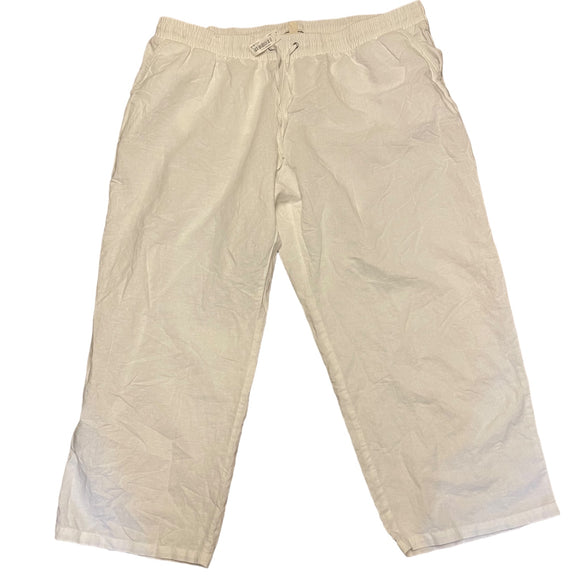 Amazon Essentials White Linen Blend Wide Leg Pants front