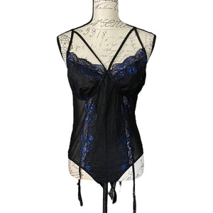 AvidLove Blue Black Lace Lingerie Nighty
