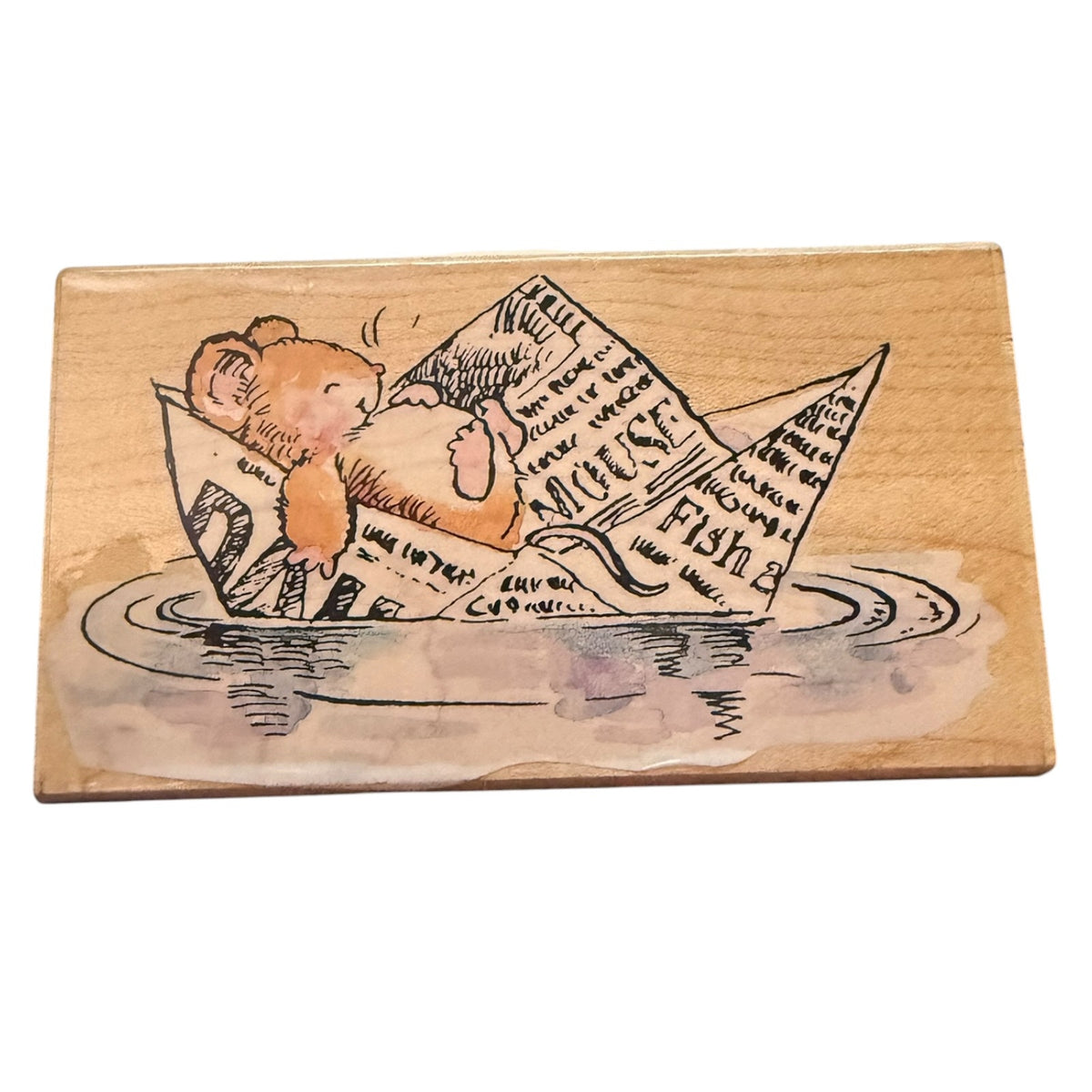 Penny Black Margaret Sherry Floating Dreams Mouse Paper Boat 1645K Rubber Stamp