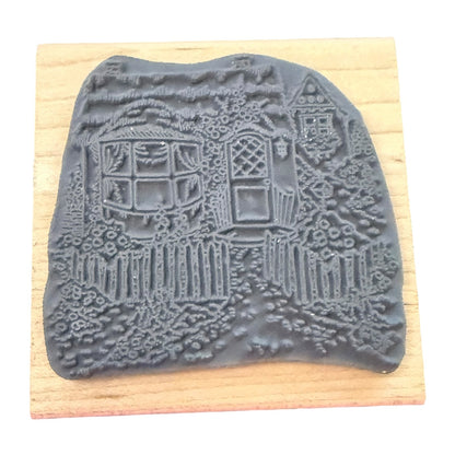 Stampendous! Grandma's Cottage Floral Garden Q033 Vintage 1996 Rubber Stamp