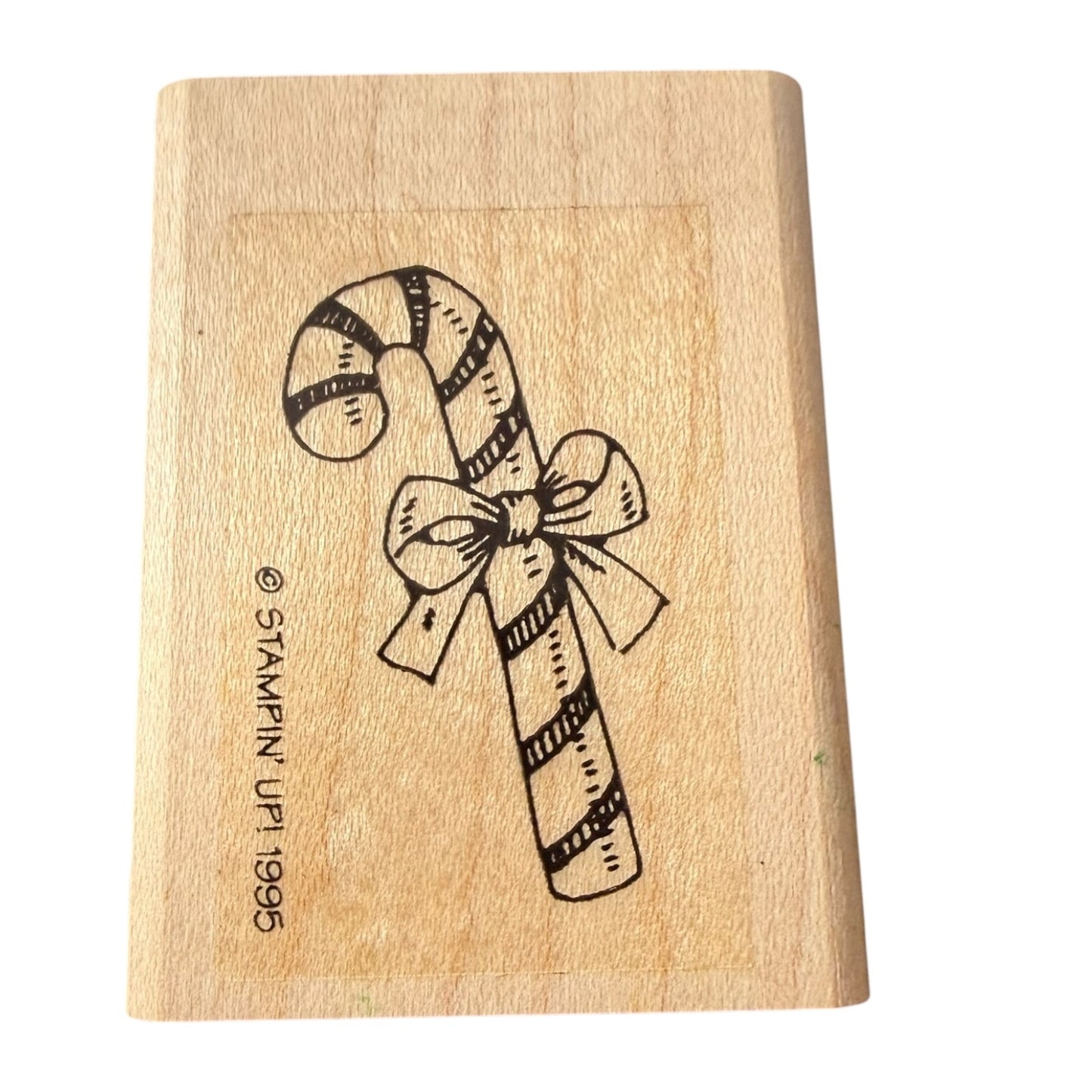Stampin Up! Vintage 1995 Christmas Candy Cane With Bow Rubber Stamp