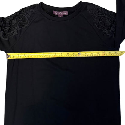 Gloria Vanderbilt Black Lace Sweatshirt Size Extra Small