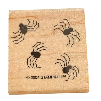 Stampin' Up! Vintage 2004 Creepy Crawling Spiders Halloween Rubber Stamp