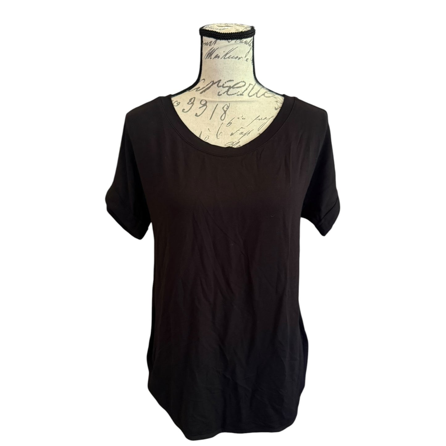 Matty M Black French Terry Rolled Cuff Short Sleeve Tee Shirt Size XS