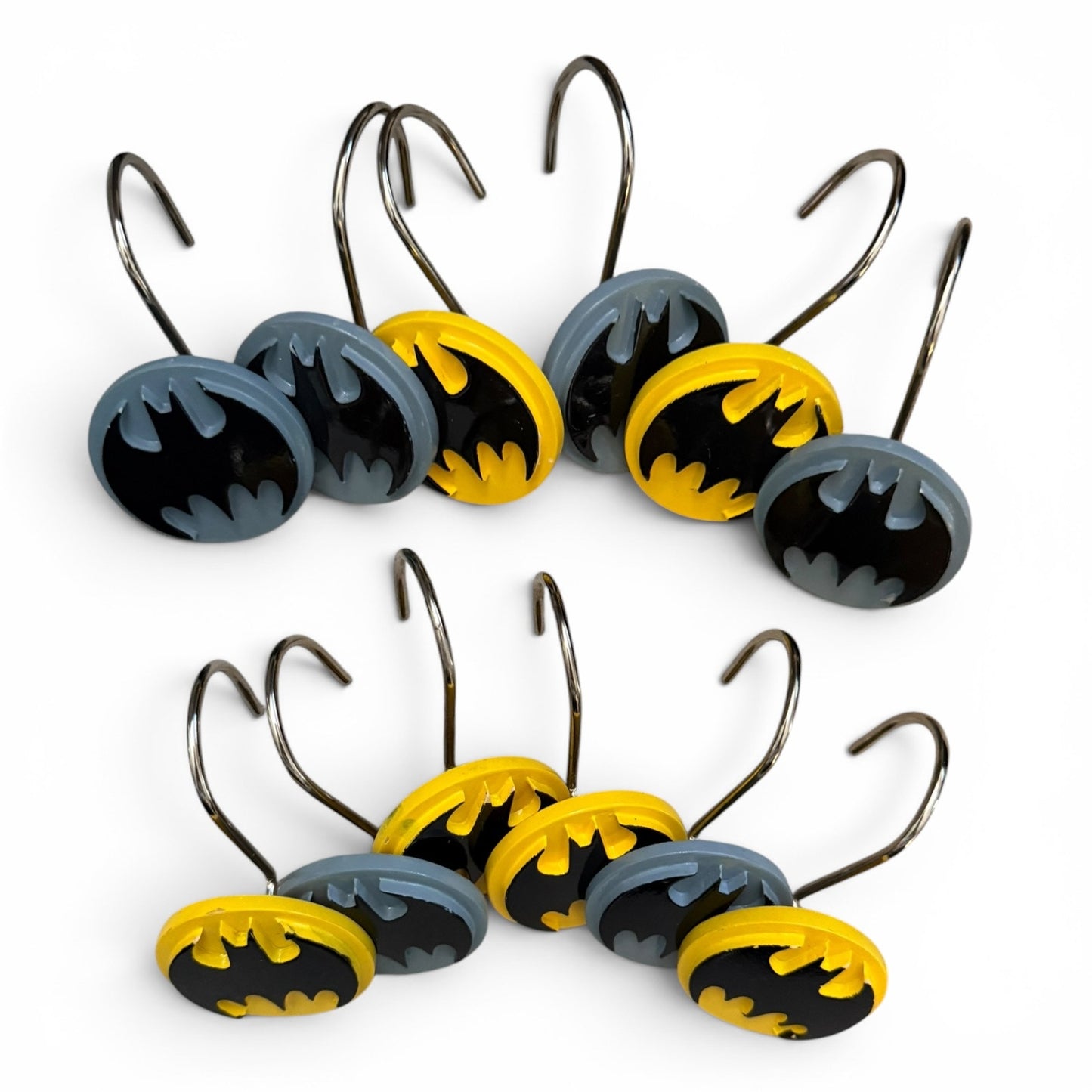 Batman Set Of 12 Shower Curtain Hooks Yellow & Gray