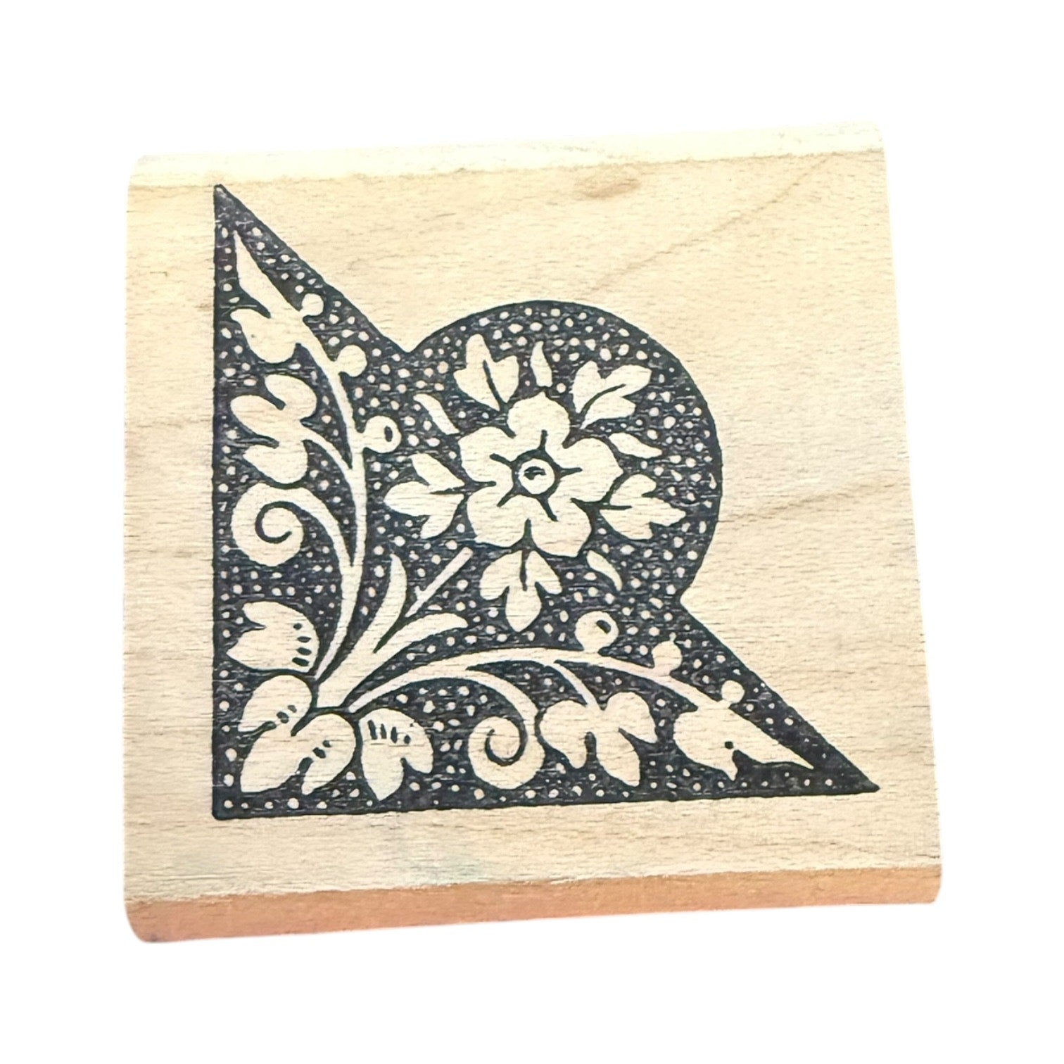 Wooden stamp block with floral design