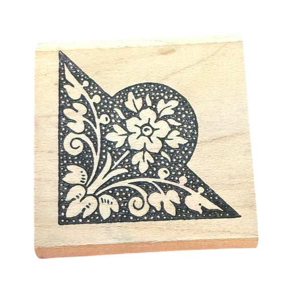 Wooden stamp block with floral design