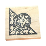 Wooden stamp block with floral design