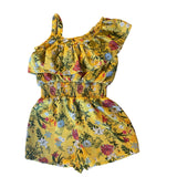 BCBGirls Yellow One Shoulder Floral Romper back