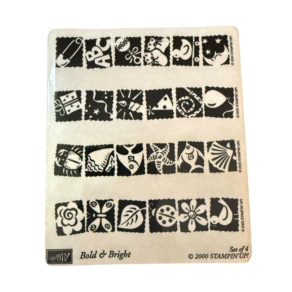 Stampin' Up! Vintage 2000 Bold & Bright 4 Piece Set Unmounted Rubber Stamp Set