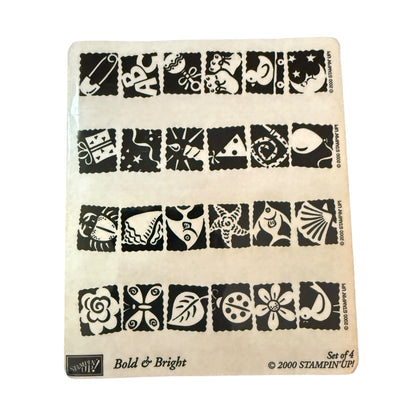Stampin' Up! Vintage 2000 Bold & Bright 4 Piece Set Unmounted Rubber Stamp Set