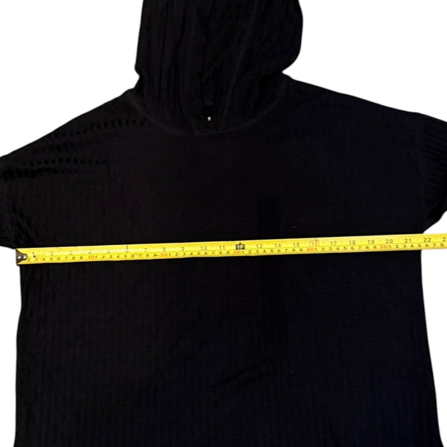 Chaser Black Waffle Thermal Long Sleeve Hoodie Shirt Size Small