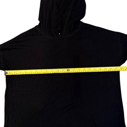 Chaser Black Waffle Thermal Long Sleeve Hoodie Shirt Size Small