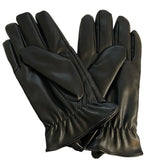 Black Faux Leather Lined Cold Weather Gloves palms