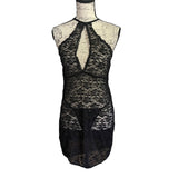 Black Lace Keyhole Nighty Pajama Panty Set front 2