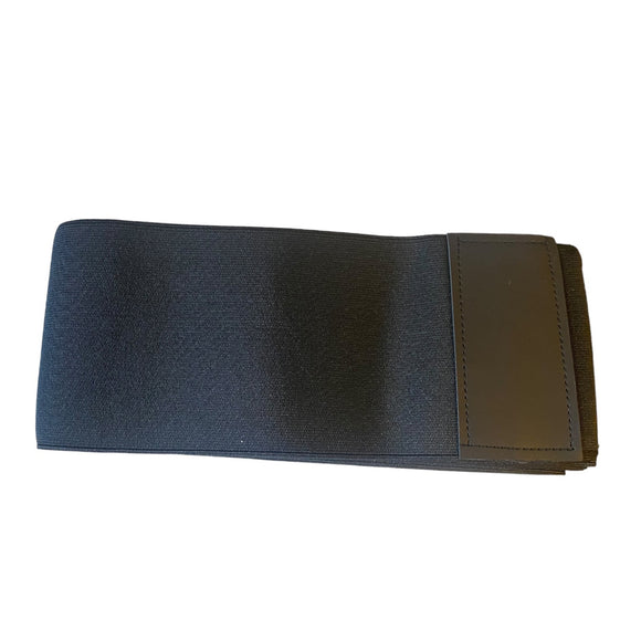 Black waist trainer belt on a white background