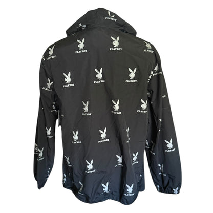 Black jacket with Playboy logo pattern on a white background