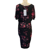 Bloomchic Black Floral Ruched Side Party Evening Dress back