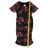 Bloomchic Black Floral Ruched Side Party Evening Dress length