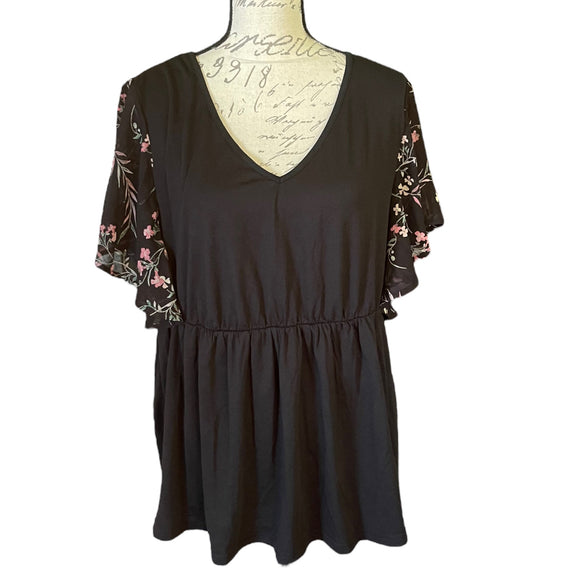 Front of black Bloomchic shirt