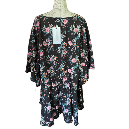 Back of black floral shirt