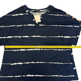 Pit to pit on blue shirt