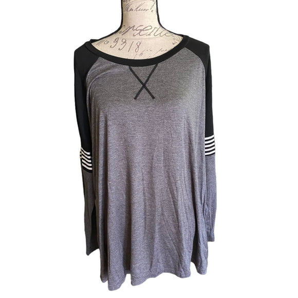 Bloomchic Gray Black Long Sleeve Shirt front