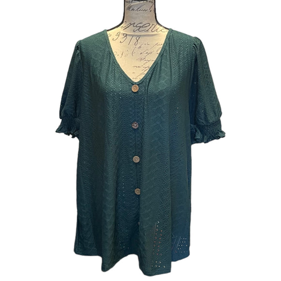 Front of green shirt