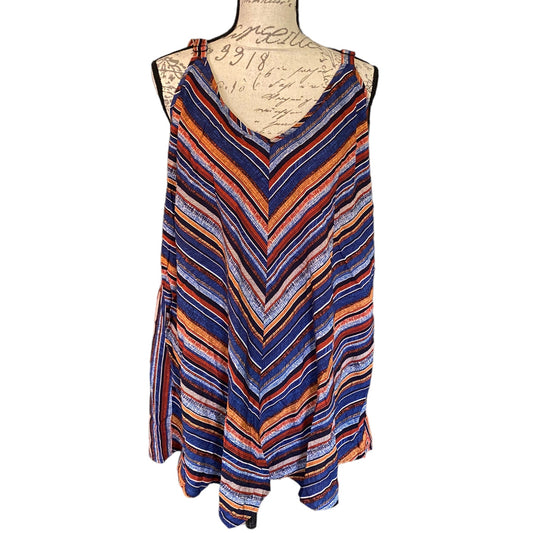 Multicolored striped shirt on a mannequin against a white background