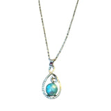Blue faux pearl necklace set in silver view 3