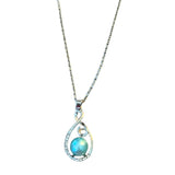 Blue faux pearl necklace set in silver view 4