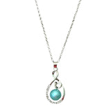 Blue faux pearl necklace set in silver view