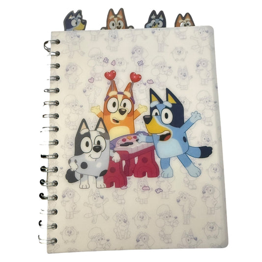 Front of Notebook with cartoon characters on a white background