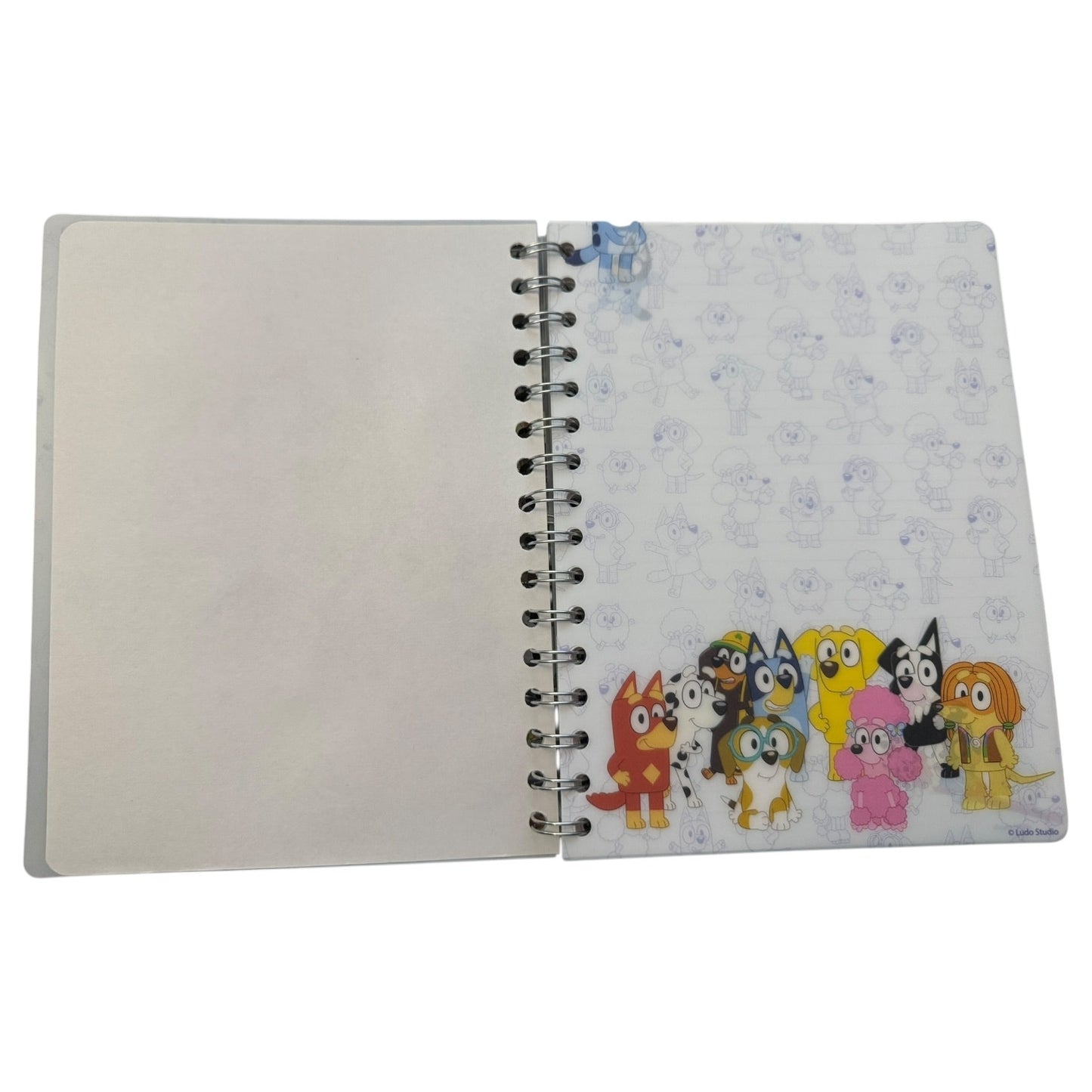 Interior of Notebook with cartoon characters on the cover