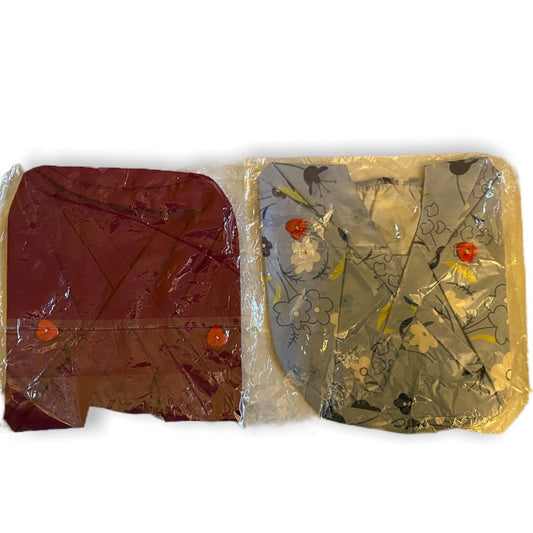 Red and blue scrup caps