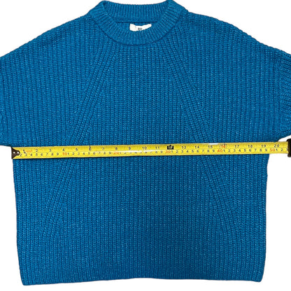 Pit to pit on blue sweater