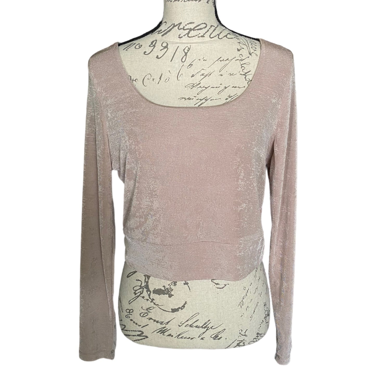 Front of light pink long sleeve shirt on a white background