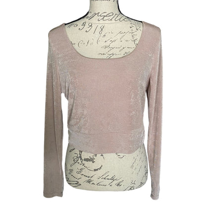 Front of light pink long sleeve shirt on a white background