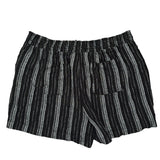 Back of Black and white striped shorts on a white background