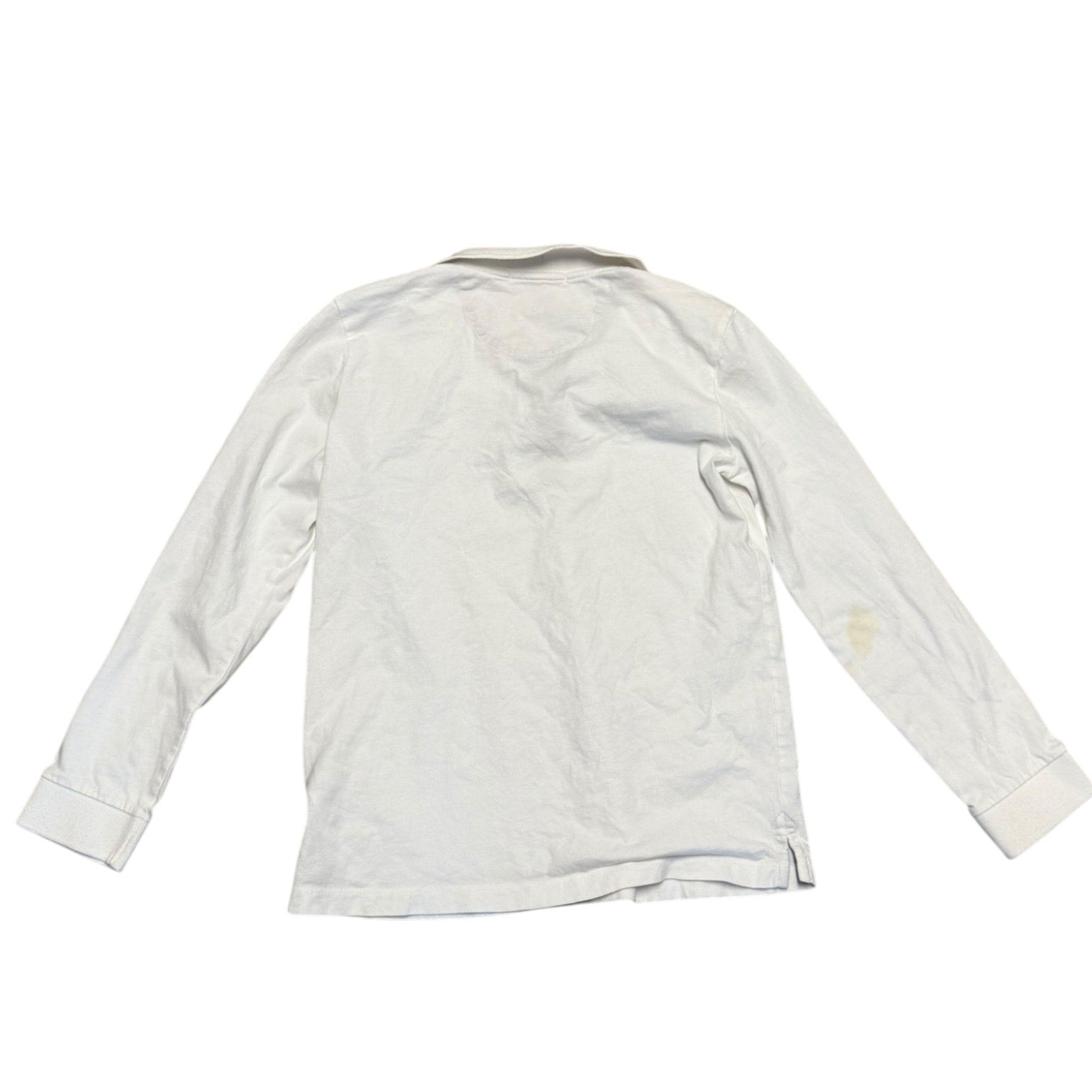 Back of White shirt with long sleeves on a white background