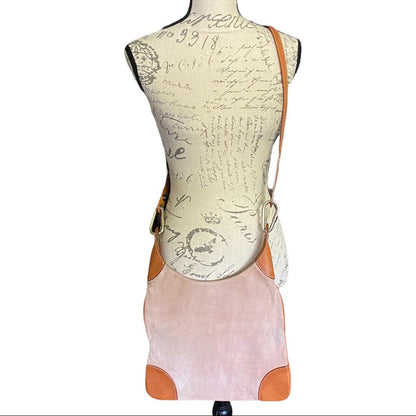 Front of pink Burberry crossbody purse