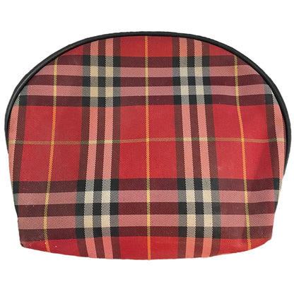 Red plaid patterned pouch on a white background