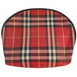 Red plaid patterned pouch on a white background