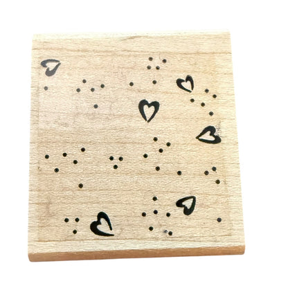 Stampin up! 2001 Beyond Basics Random Hearts Dots Rubber Stamp