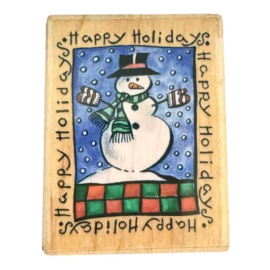 Delta Rubber Stampede Holiday Snowman Christmas Snow 3402D Rubber Stamp