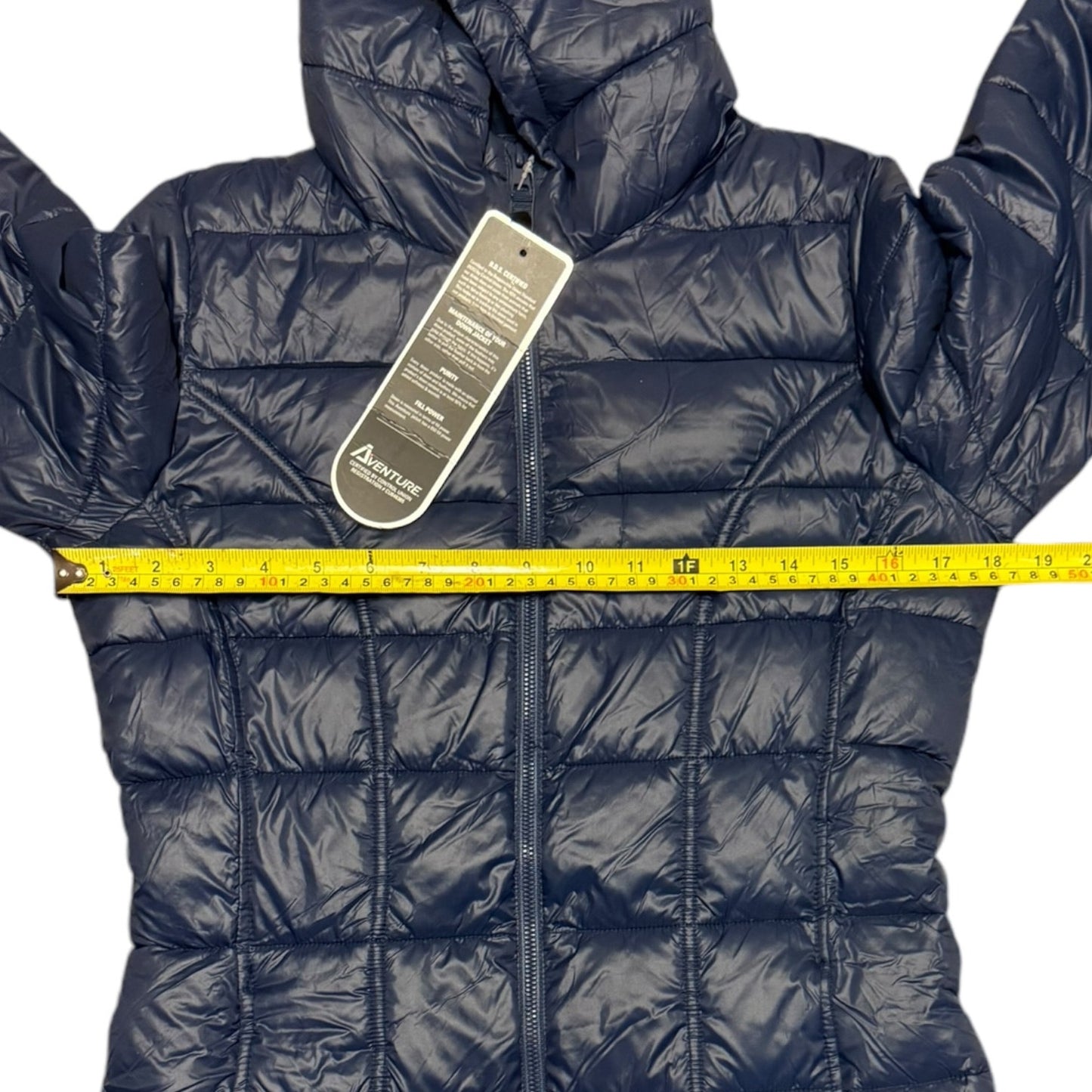 Adventure Blue Ultra Light Down Long Hooded Jacket Size X-Small