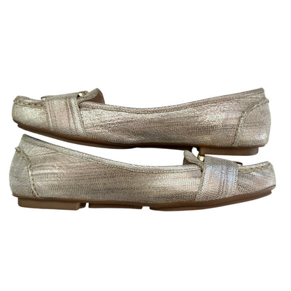 Side of gold flats on a white background